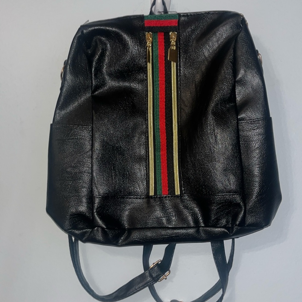 Unisex Mini Backpack Black Multiple Compartments … - image 1